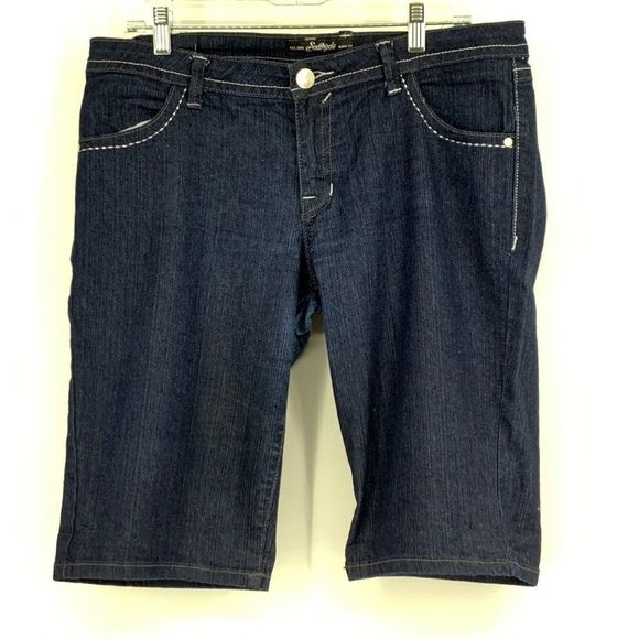 Southpole Women Size 13 Designer 13" Bermuda Jean Shorts Bling 2682 Metalic - Picture 2 of 9
